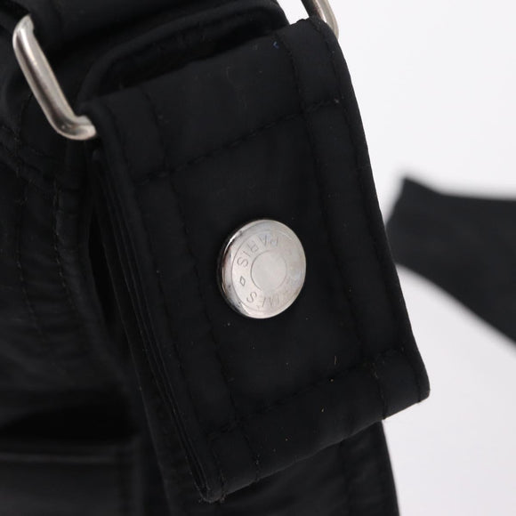 HERMES Acapulco Bandouliere Shoulder Bag Nylon Black Silver Auth bs37330