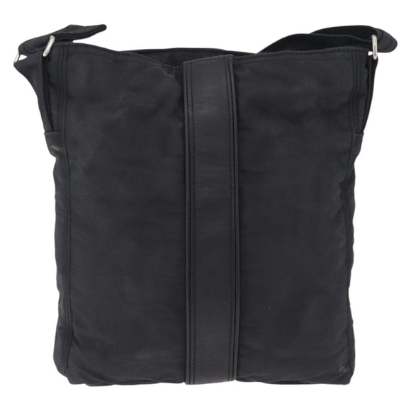 HERMES Acapulco Bandouliere Shoulder Bag Nylon Black Silver Auth bs37330