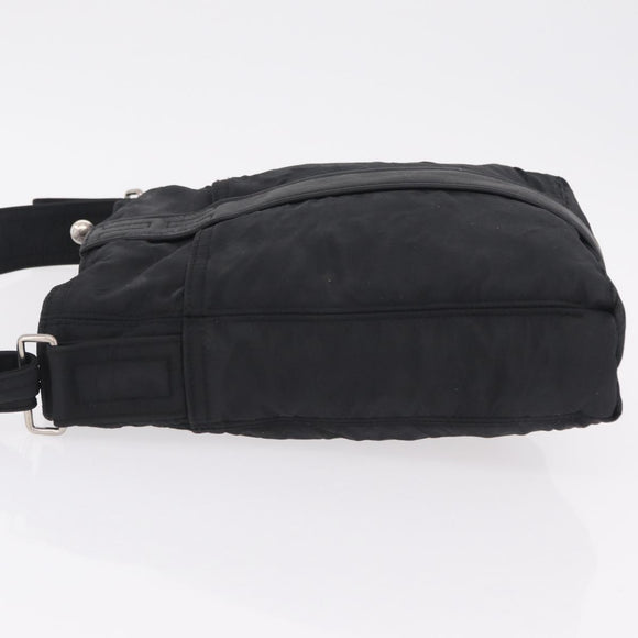HERMES Acapulco Bandouliere Shoulder Bag Nylon Black Silver Auth bs37330