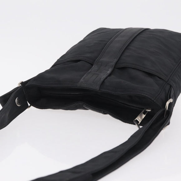 HERMES Acapulco Bandouliere Shoulder Bag Nylon Black Silver Auth bs37330