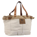 BURBERRY Blue Label Tote Bag Canvas White Auth bs37331-1