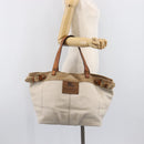 BURBERRY Blue Label Tote Bag Canvas White Auth bs37331-22