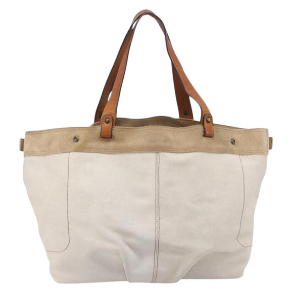 BURBERRY Blue Label Tote Bag Canvas White Auth bs37331