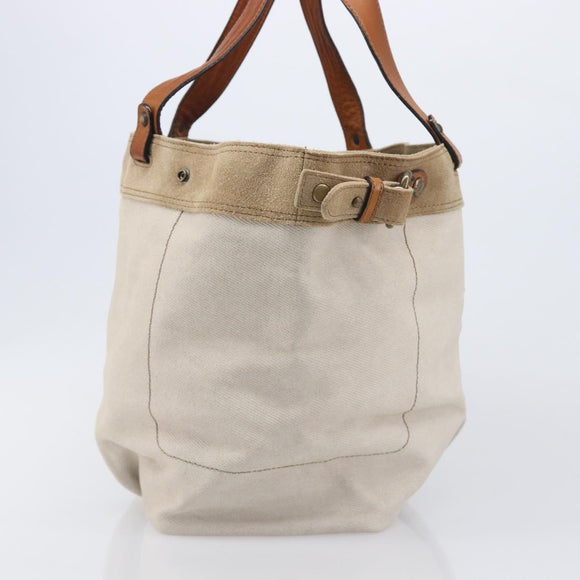 BURBERRY Blue Label Tote Bag Canvas White Auth bs37331