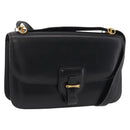 HERMES Dolly Shoulder Bag Leather Black Gold Auth bs37332-1