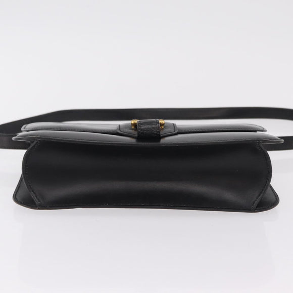 HERMES Dolly Shoulder Bag Leather Black Gold Auth bs37332