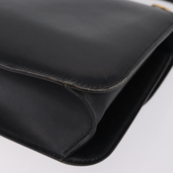 HERMES Dolly Shoulder Bag Leather Black Gold Auth bs37332