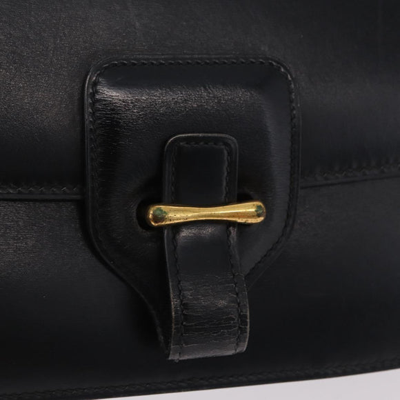 HERMES Dolly Shoulder Bag Leather Black Gold Auth bs37332