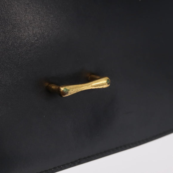HERMES Dolly Shoulder Bag Leather Black Gold Auth bs37332
