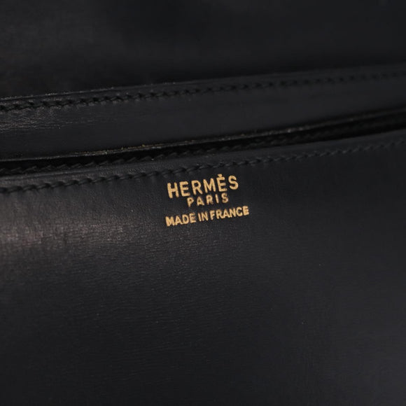 HERMES Dolly Shoulder Bag Leather Black Gold Auth bs37332