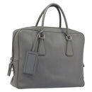 PRADA Business Bag Saffiano leather Gray Silver Auth bs37335A-1
