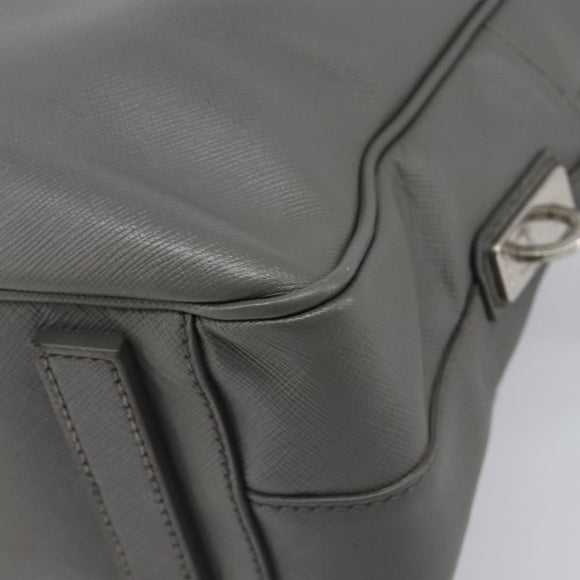 PRADA Business Bag Saffiano leather Gray Silver Auth bs37335A