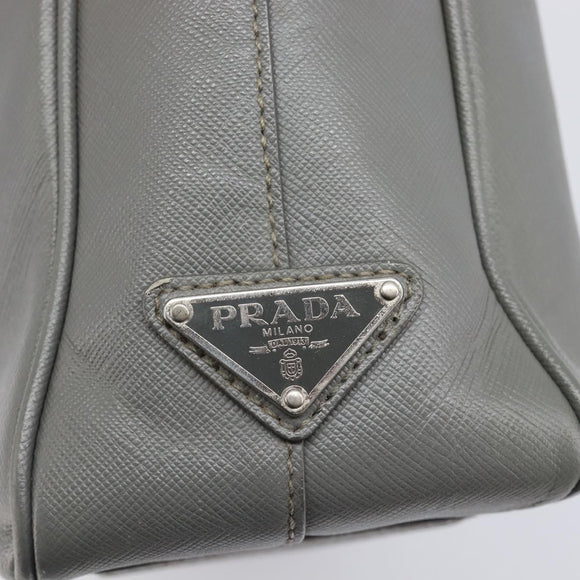 PRADA Business Bag Saffiano leather Gray Silver Auth bs37335A