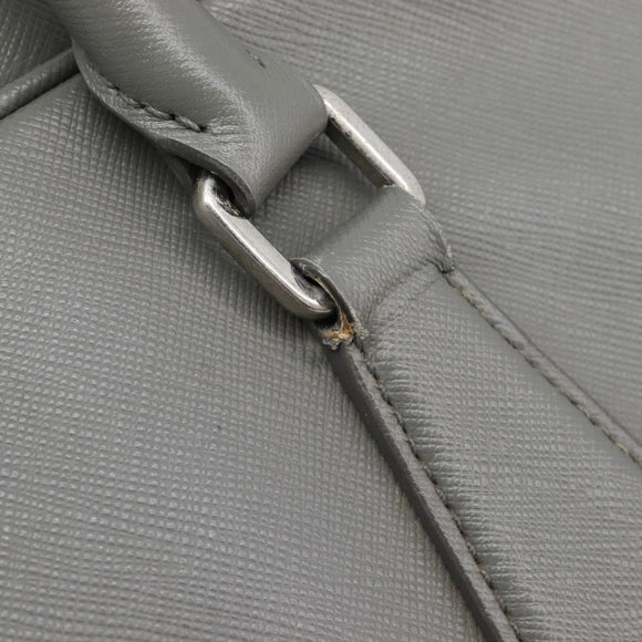 PRADA Business Bag Saffiano leather Gray Silver Auth bs37335A