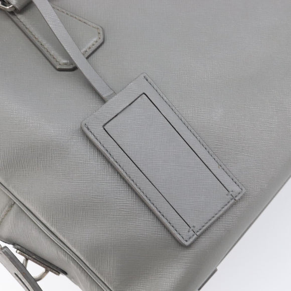PRADA Business Bag Saffiano leather Gray Silver Auth bs37335A