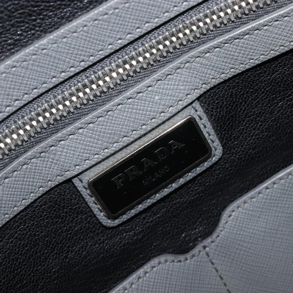 PRADA Business Bag Saffiano leather Gray Silver Auth bs37335A
