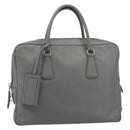 PRADA Business Bag Saffiano leather Gray Silver Auth bs37335A-13