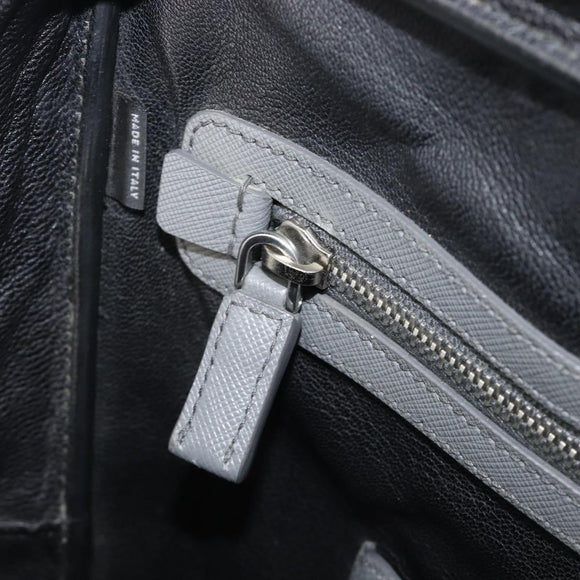 PRADA Business Bag Saffiano leather Gray Silver Auth bs37335A