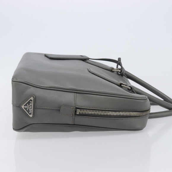 PRADA Business Bag Saffiano leather Gray Silver Auth bs37335A