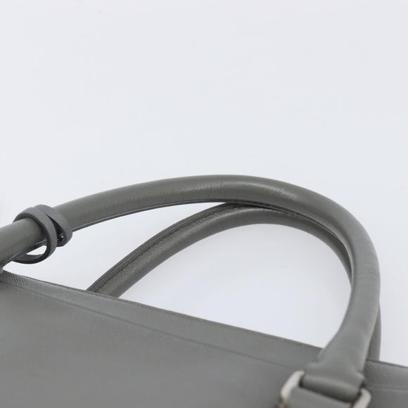PRADA Business Bag Saffiano leather Gray Silver Auth bs37335A