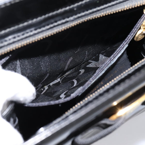 Salvatore Ferragamo Vala Tote Bag Patent leather Black Gold Auth bs37336