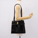 Salvatore Ferragamo Vala Tote Bag Patent leather Black Gold Auth bs37336-23