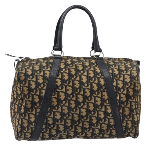 Christian Dior Trotter Canvas Boston Bag Navy Silver Auth bs37337