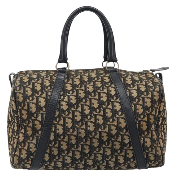 Christian Dior Trotter Canvas Boston Bag Navy Silver Auth bs37337