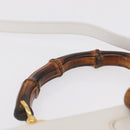 GUCCI Bamboo Hand Bag Leather 2way White Gold 000 2029 0633 Auth bs37338A-11