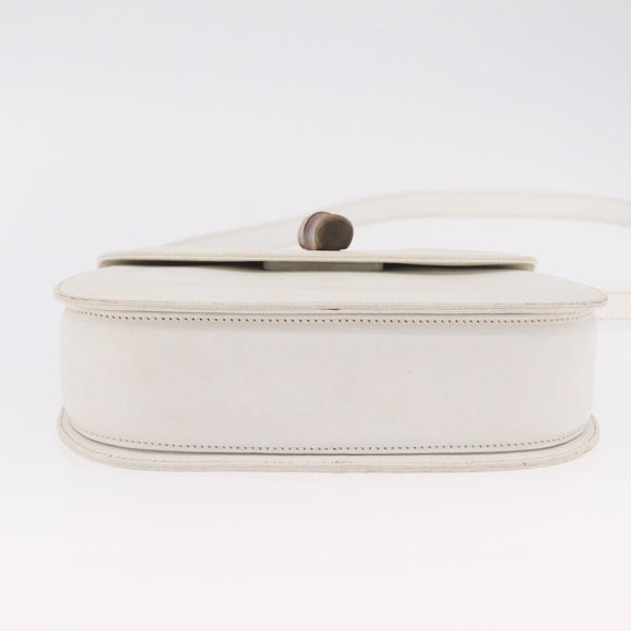 GUCCI Bamboo Hand Bag Leather 2way White Gold 000 2029 0633 Auth bs37338A
