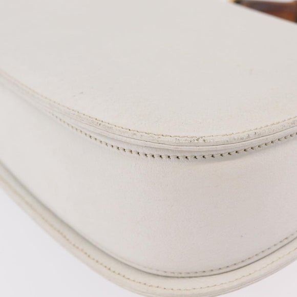 GUCCI Bamboo Hand Bag Leather 2way White Gold 000 2029 0633 Auth bs37338A