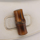 GUCCI Bamboo Hand Bag Leather 2way White Gold 000 2029 0633 Auth bs37338A-19