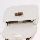 GUCCI Bamboo Hand Bag Leather 2way White Gold 000 2029 0633 Auth bs37338A-20