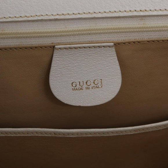 GUCCI Bamboo Hand Bag Leather 2way White Gold 000 2029 0633 Auth bs37338A
