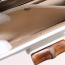 GUCCI Bamboo Hand Bag Leather 2way White Gold 000 2029 0633 Auth bs37338A-27