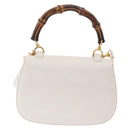 GUCCI Bamboo Hand Bag Leather 2way White Gold 000 2029 0633 Auth bs37338A-3