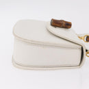 GUCCI Bamboo Hand Bag Leather 2way White Gold 000 2029 0633 Auth bs37338A-4