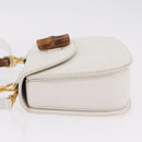GUCCI Bamboo Hand Bag Leather 2way White Gold 000 2029 0633 Auth bs37338A-6