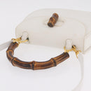 GUCCI Bamboo Hand Bag Leather 2way White Gold 000 2029 0633 Auth bs37338A-7