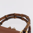 GUCCI Bamboo Hand Bag Leather Brown Gold 000 2058 0290 0 Auth bs37341-14