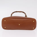 GUCCI Bamboo Hand Bag Leather Brown Gold 000 2058 0290 0 Auth bs37341-7