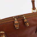 GUCCI Bamboo Hand Bag Leather Brown Gold 000 2058 0290 0 Auth bs37341-18