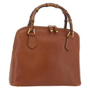 GUCCI Bamboo Hand Bag Leather Brown Gold 000 2058 0290 0 Auth bs37341-1