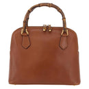 GUCCI Bamboo Hand Bag Leather Brown Gold 000 2058 0290 0 Auth bs37341-13