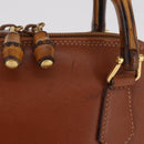GUCCI Bamboo Hand Bag Leather Brown Gold 000 2058 0290 0 Auth bs37341-2