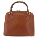 GUCCI Bamboo Hand Bag Leather Brown Gold 000 2058 0290 0 Auth bs37341-3