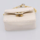 CHANEL Matelasse Charm Lamb Skin White Beige CC Auth bs37343-10