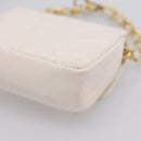 CHANEL Matelasse Charm Lamb Skin White Beige CC Auth bs37343-13