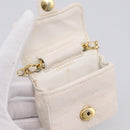 CHANEL Matelasse Charm Lamb Skin White Beige CC Auth bs37343-16