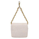 CHANEL Matelasse Charm Lamb Skin White Beige CC Auth bs37343-3